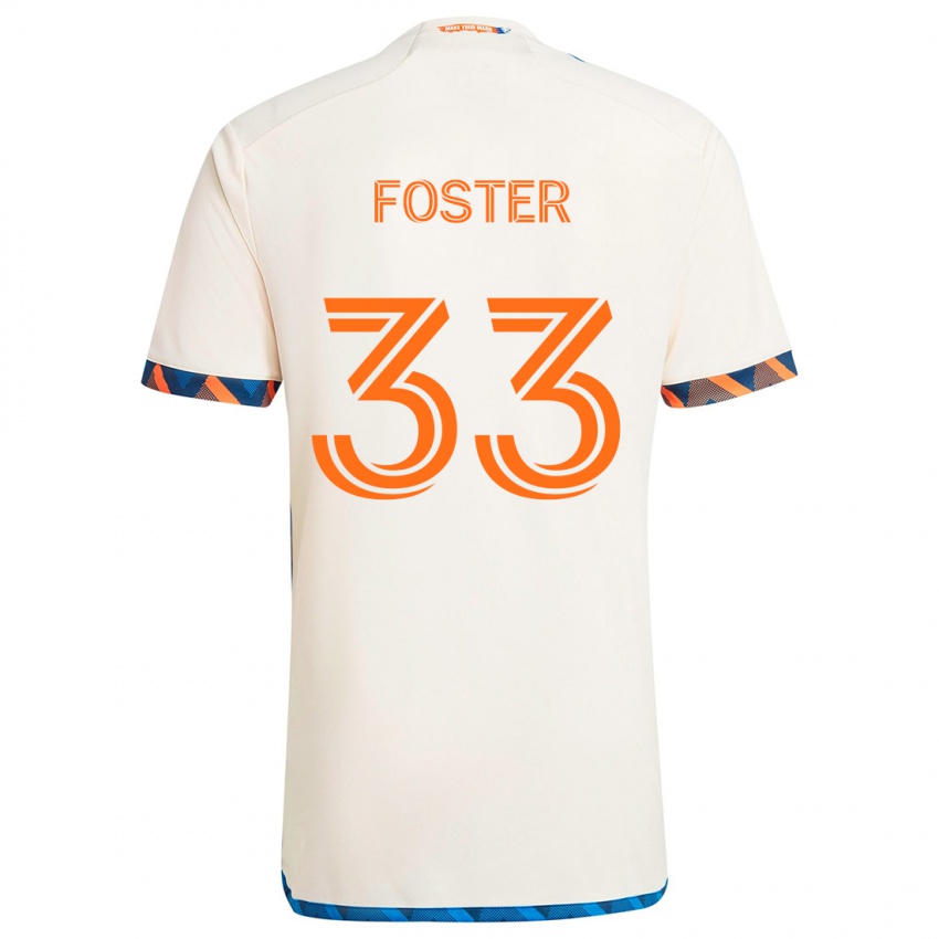 Bambino Maglia Isaiah Foster #33 Bianco Arancione Kit Gara Away 2024/25 Maglietta