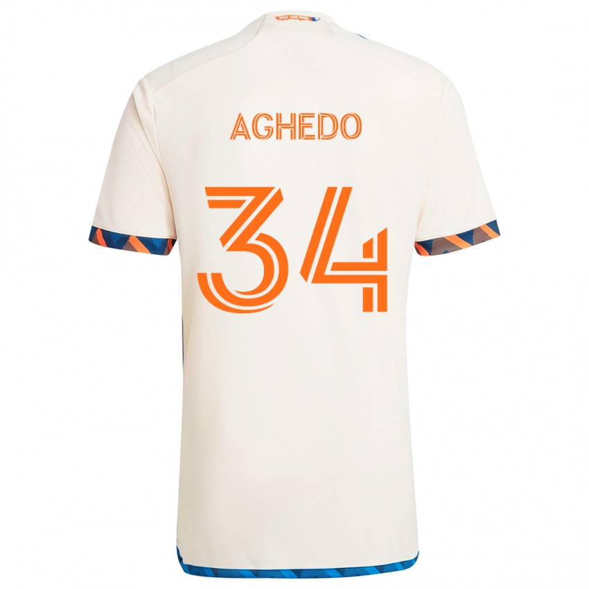 Bambino Maglia London Aghedo #34 Bianco Arancione Kit Gara Away 2024/25 Maglietta