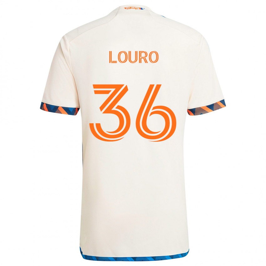 Bambino Maglia Evan Louro #36 Bianco Arancione Kit Gara Away 2024/25 Maglietta