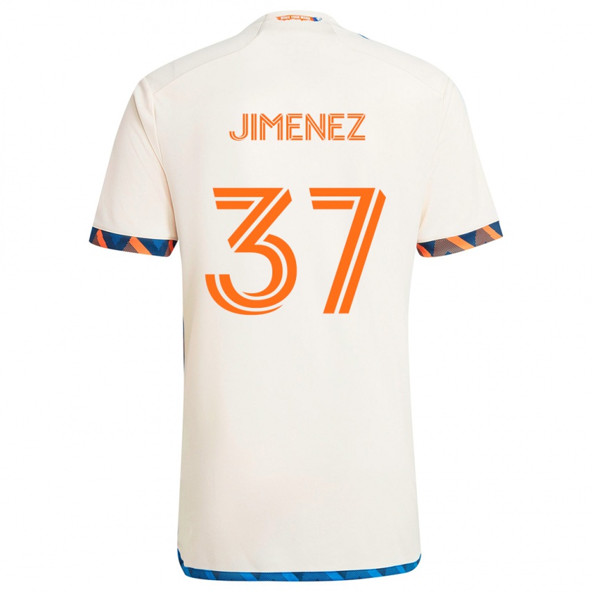 Bambino Maglia Stiven Jimenez #37 Bianco Arancione Kit Gara Away 2024/25 Maglietta