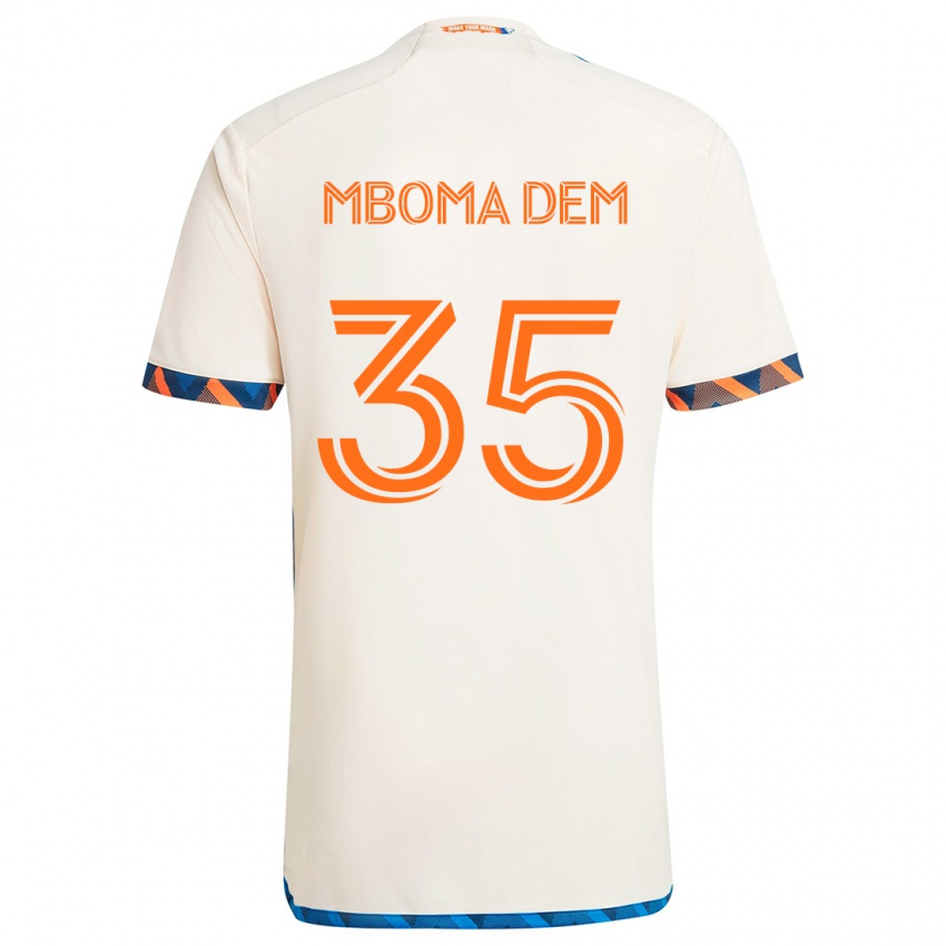 Bambino Maglia Kenji Mboma Dem #35 Bianco Arancione Kit Gara Away 2024/25 Maglietta