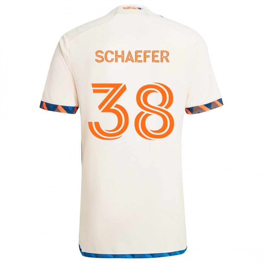 Bambino Maglia Brian Schaefer #38 Bianco Arancione Kit Gara Away 2024/25 Maglietta