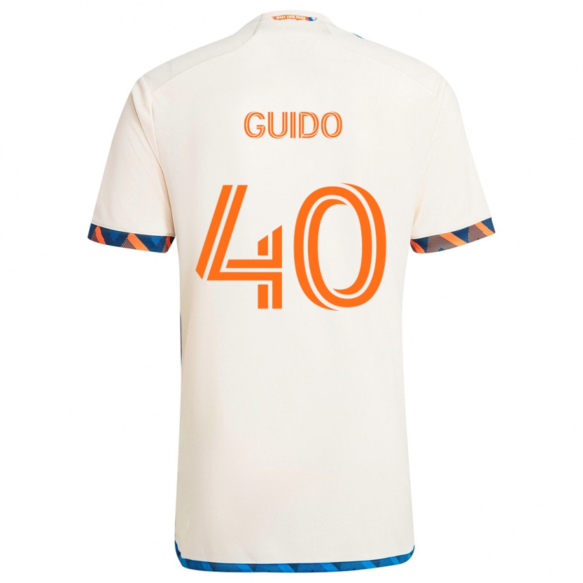 Bambino Maglia Alejandro Guido #40 Bianco Arancione Kit Gara Away 2024/25 Maglietta