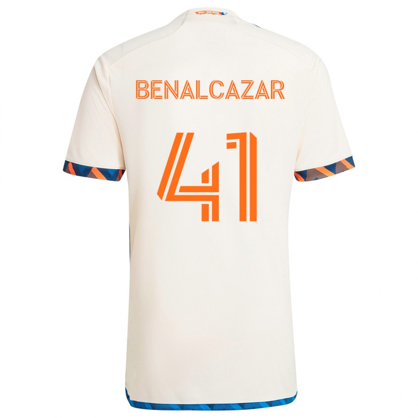 Bambino Maglia Nico Benalcázar #41 Bianco Arancione Kit Gara Away 2024/25 Maglietta