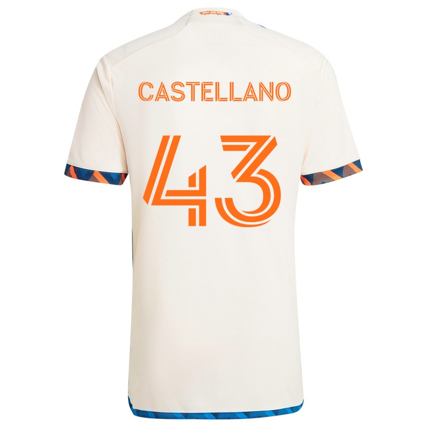 Bambino Maglia Jesús Castellano #43 Bianco Arancione Kit Gara Away 2024/25 Maglietta