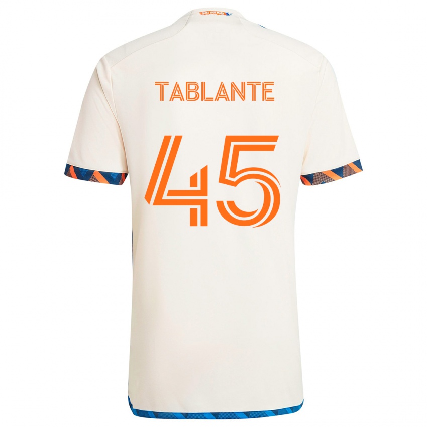 Bambino Maglia Moises Tablante #45 Bianco Arancione Kit Gara Away 2024/25 Maglietta