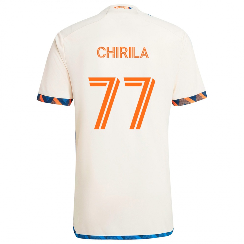 Bambino Maglia Stefan Chirila #77 Bianco Arancione Kit Gara Away 2024/25 Maglietta