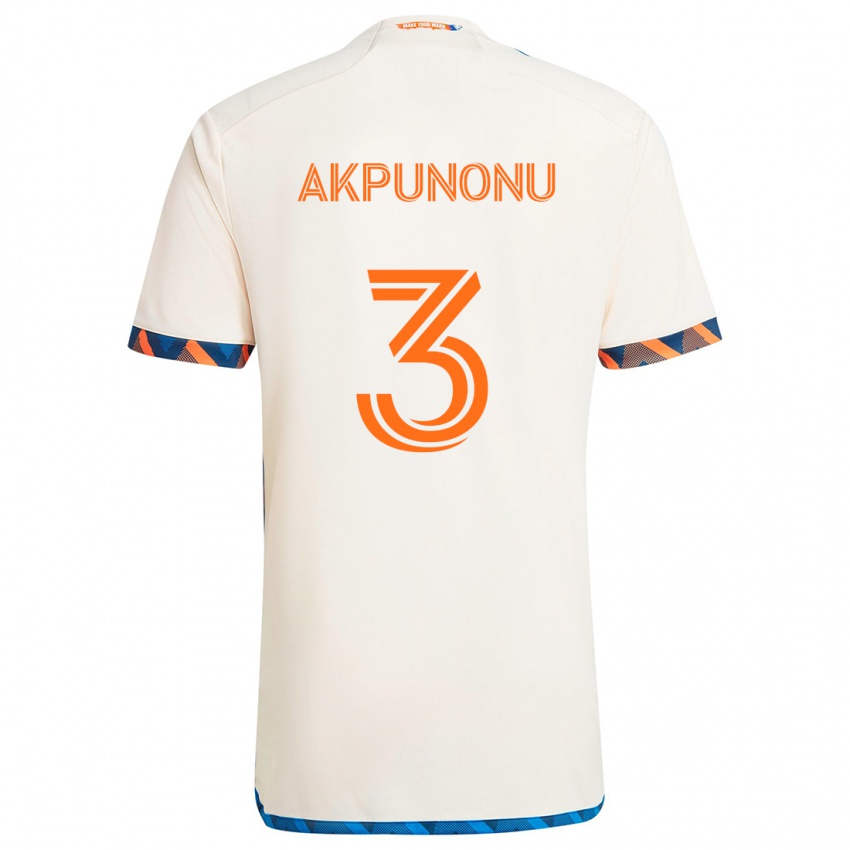 Bambino Maglia Joey Akpunonu #3 Bianco Arancione Kit Gara Away 2024/25 Maglietta