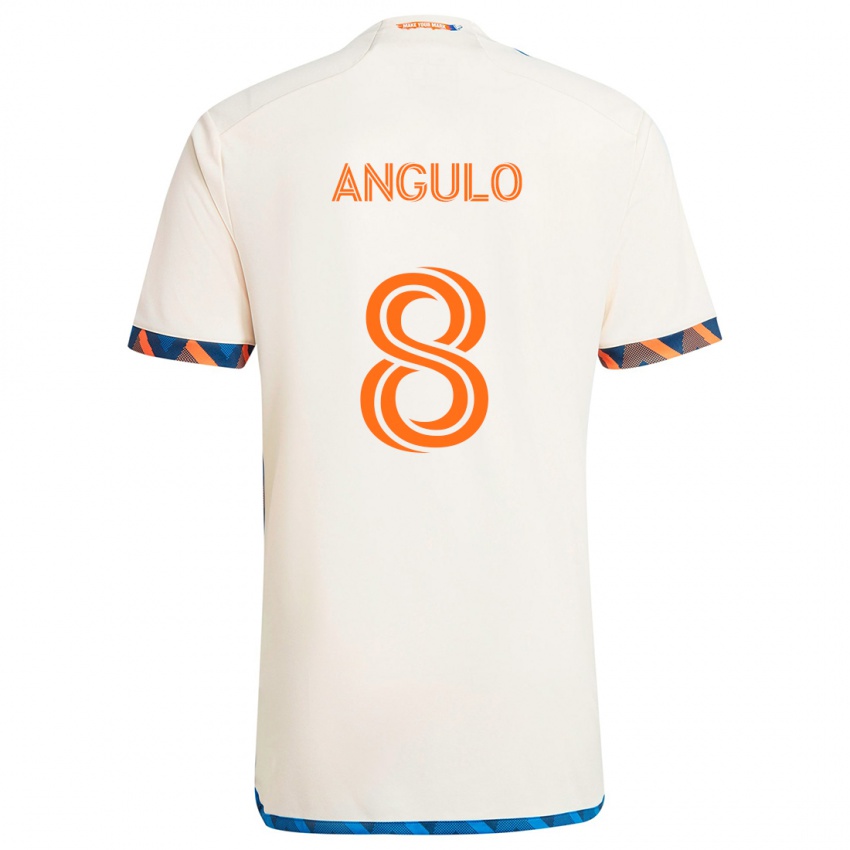 Bambino Maglia Marco Angulo #8 Bianco Arancione Kit Gara Away 2024/25 Maglietta