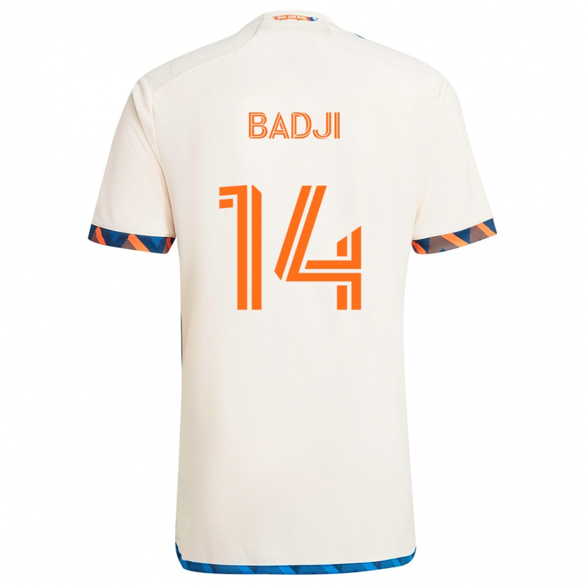 Bambino Maglia Dominique Badji #14 Bianco Arancione Kit Gara Away 2024/25 Maglietta