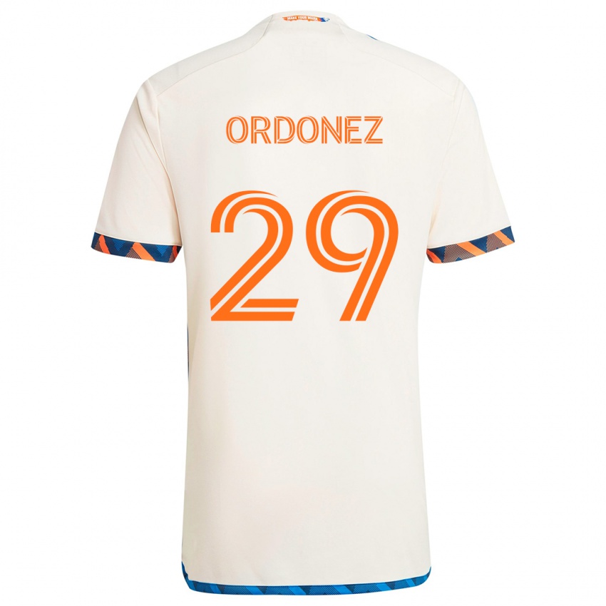 Bambino Maglia Arquímides Ordóñez #29 Bianco Arancione Kit Gara Away 2024/25 Maglietta