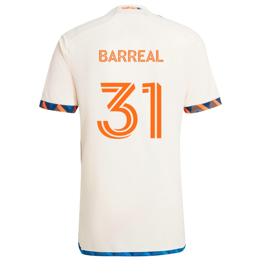 Bambino Maglia Álvaro Barreal #31 Bianco Arancione Kit Gara Away 2024/25 Maglietta