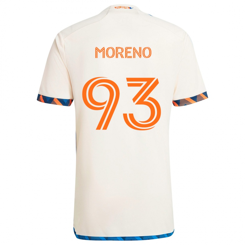 Bambino Maglia Júnior Moreno #93 Bianco Arancione Kit Gara Away 2024/25 Maglietta