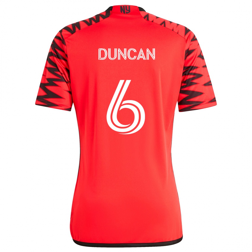 Bambino Maglia Kyle Duncan #6 Rosso Nero Bianco Kit Gara Away 2024/25 Maglietta