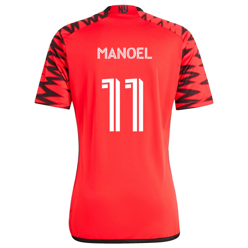 Bambino Maglia Elias Manoel #11 Rosso Nero Bianco Kit Gara Away 2024/25 Maglietta