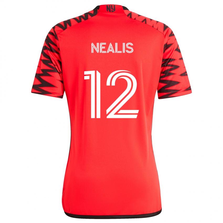 Bambino Maglia Dylan Nealis #12 Rosso Nero Bianco Kit Gara Away 2024/25 Maglietta