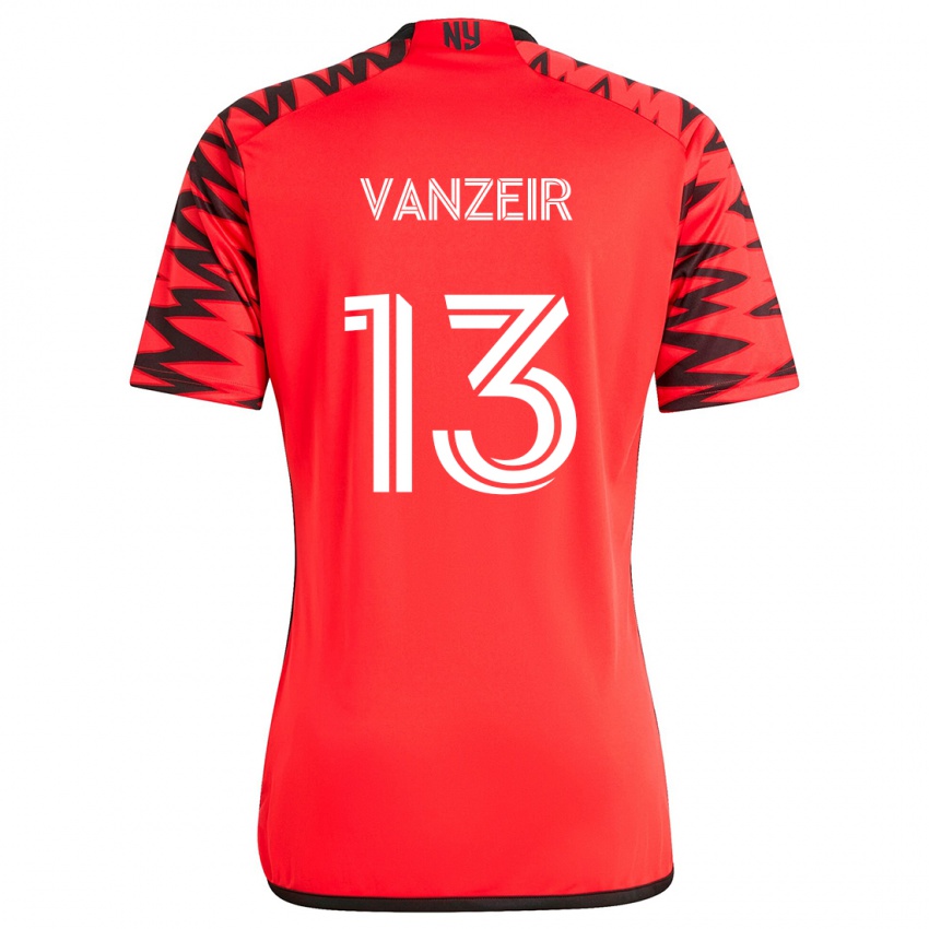 Bambino Maglia Dante Vanzeir #13 Rosso Nero Bianco Kit Gara Away 2024/25 Maglietta