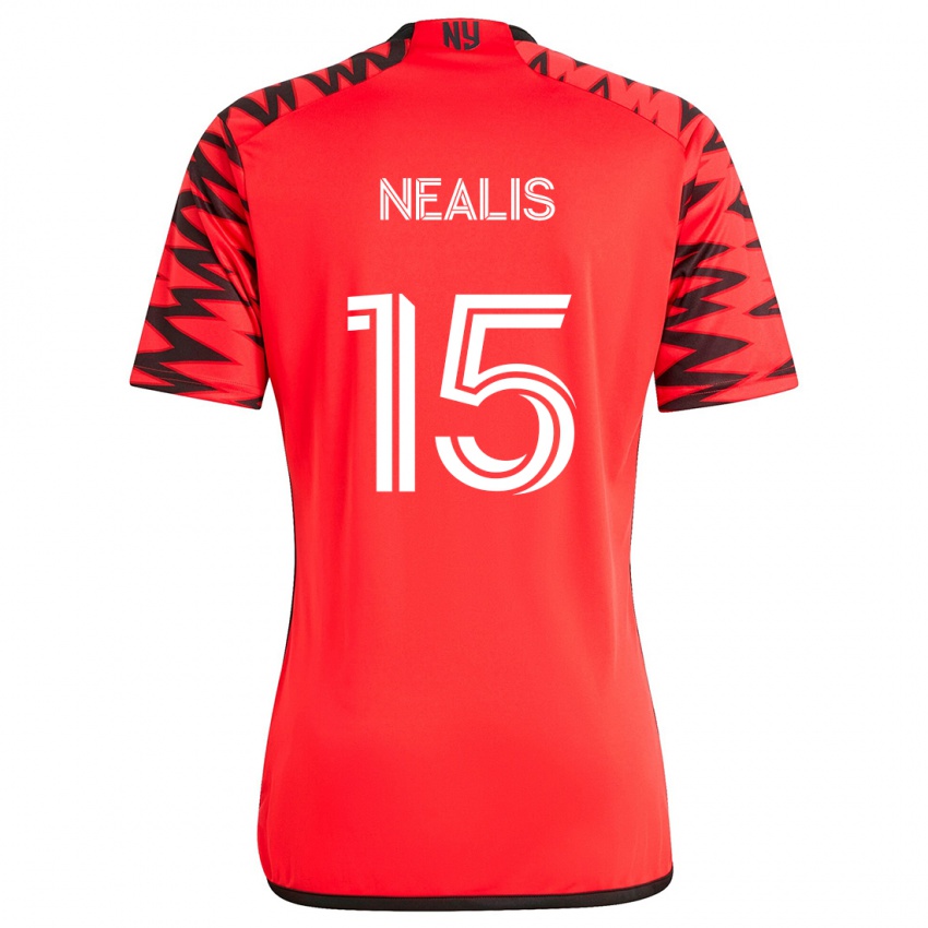 Bambino Maglia Sean Nealis #15 Rosso Nero Bianco Kit Gara Away 2024/25 Maglietta