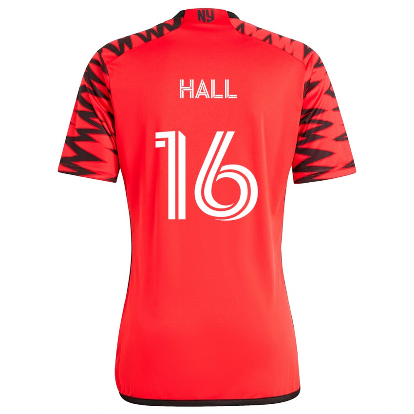 Bambino Maglia Julian Hall #16 Rosso Nero Bianco Kit Gara Away 2024/25 Maglietta