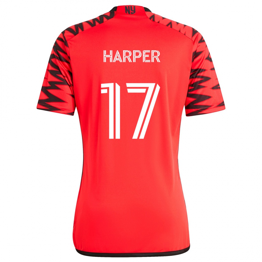 Bambino Maglia Cameron Harper #17 Rosso Nero Bianco Kit Gara Away 2024/25 Maglietta