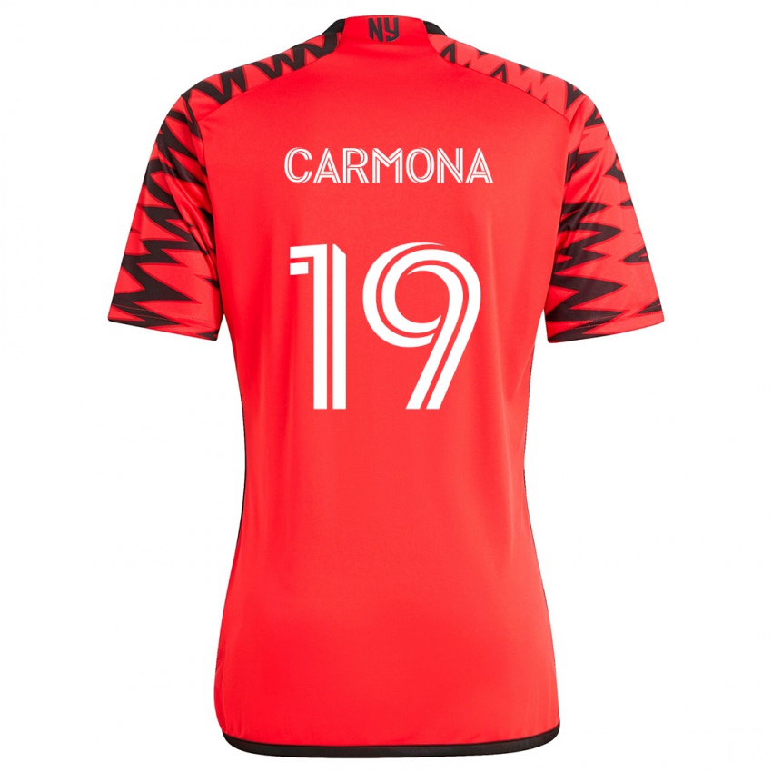 Bambino Maglia Wikelman Carmona #19 Rosso Nero Bianco Kit Gara Away 2024/25 Maglietta