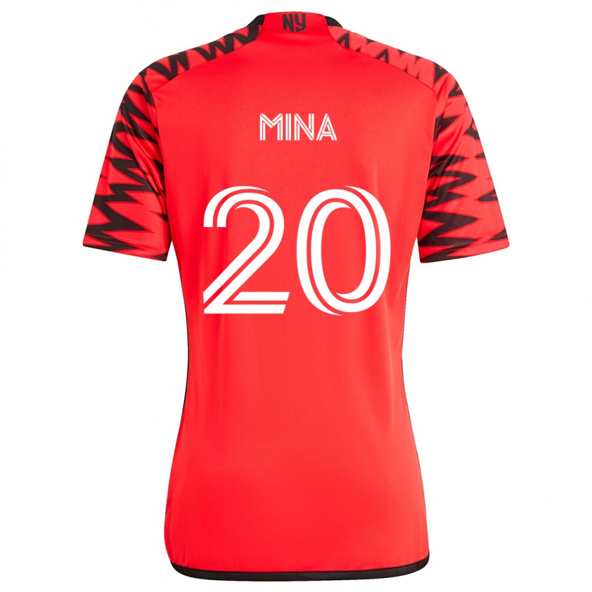 Bambino Maglia Juan Mina #20 Rosso Nero Bianco Kit Gara Away 2024/25 Maglietta