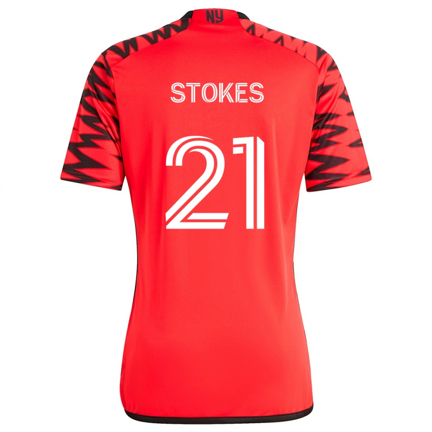 Bambino Maglia Aidan Stokes #21 Rosso Nero Bianco Kit Gara Away 2024/25 Maglietta