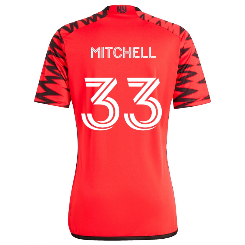 Bambino Maglia Roald Mitchell #33 Rosso Nero Bianco Kit Gara Away 2024/25 Maglietta