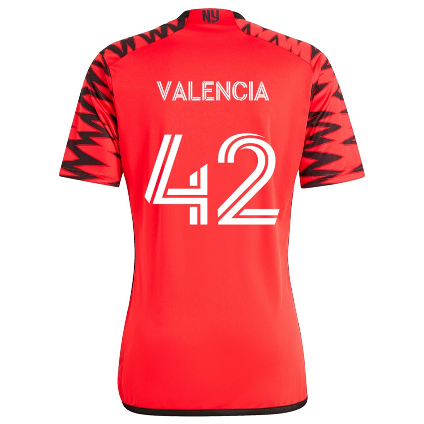 Bambino Maglia Omar Valencia #42 Rosso Nero Bianco Kit Gara Away 2024/25 Maglietta