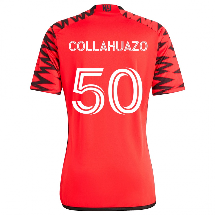 Bambino Maglia Jair Collahuazo #50 Rosso Nero Bianco Kit Gara Away 2024/25 Maglietta