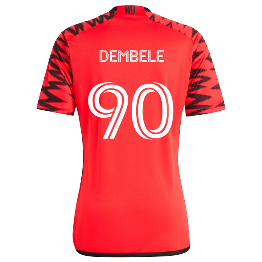 Bambino Maglia Malick Dembele #90 Rosso Nero Bianco Kit Gara Away 2024/25 Maglietta