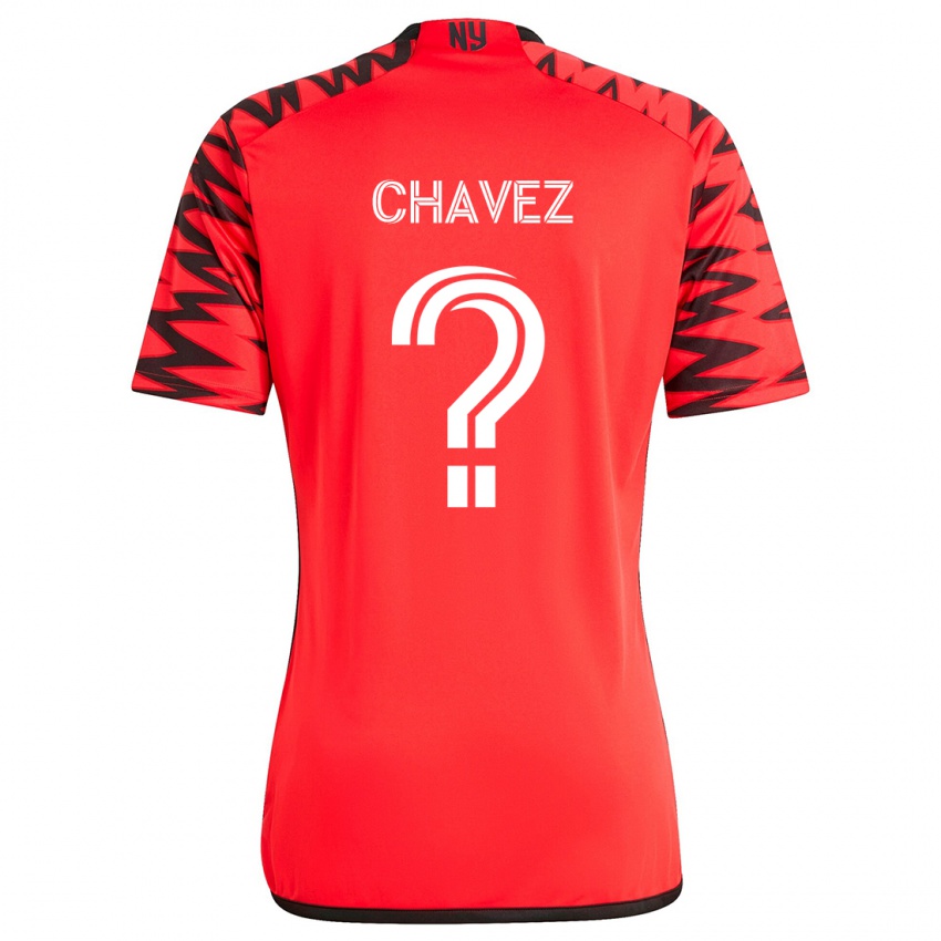 Bambino Maglia Sebasthian Chavez #0 Rosso Nero Bianco Kit Gara Away 2024/25 Maglietta