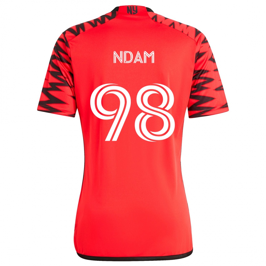 Bambino Maglia Hassan Ndam #98 Rosso Nero Bianco Kit Gara Away 2024/25 Maglietta