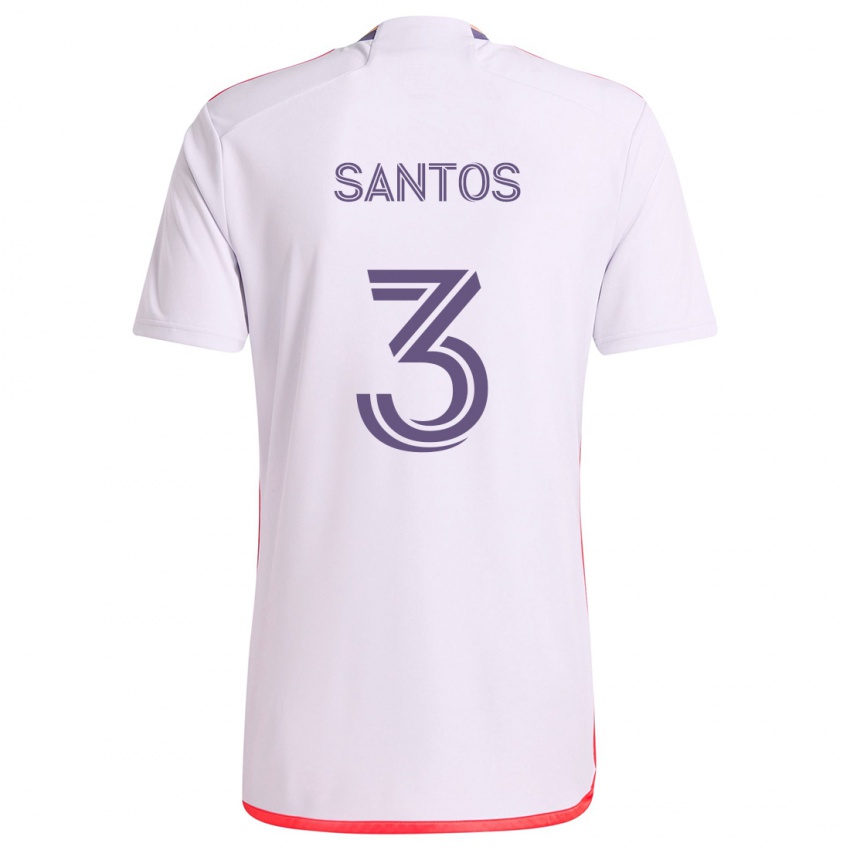 Bambino Maglia Rafael Santos #3 Bianco Rosso Viola Kit Gara Away 2024/25 Maglietta