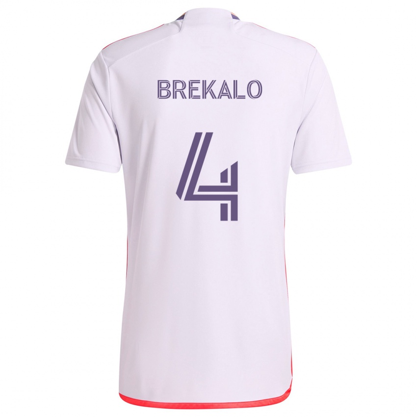 Bambino Maglia David Brekalo #4 Bianco Rosso Viola Kit Gara Away 2024/25 Maglietta