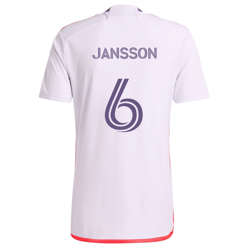 Bambino Maglia Robin Jansson #6 Bianco Rosso Viola Kit Gara Away 2024/25 Maglietta