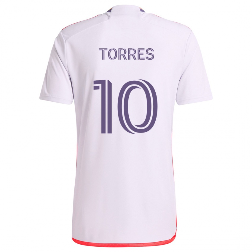 Bambino Maglia Facundo Torres #10 Bianco Rosso Viola Kit Gara Away 2024/25 Maglietta