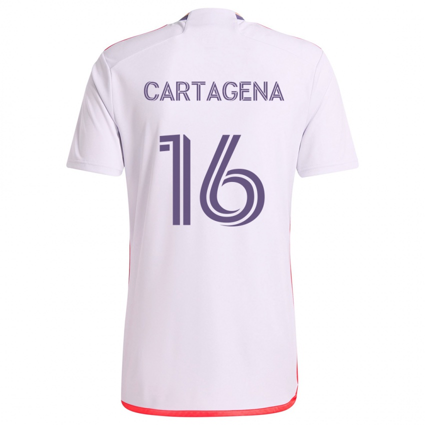 Bambino Maglia Wilder Cartagena #16 Bianco Rosso Viola Kit Gara Away 2024/25 Maglietta