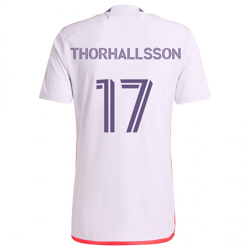 Bambino Maglia Dagur Dan Thórhallsson #17 Bianco Rosso Viola Kit Gara Away 2024/25 Maglietta