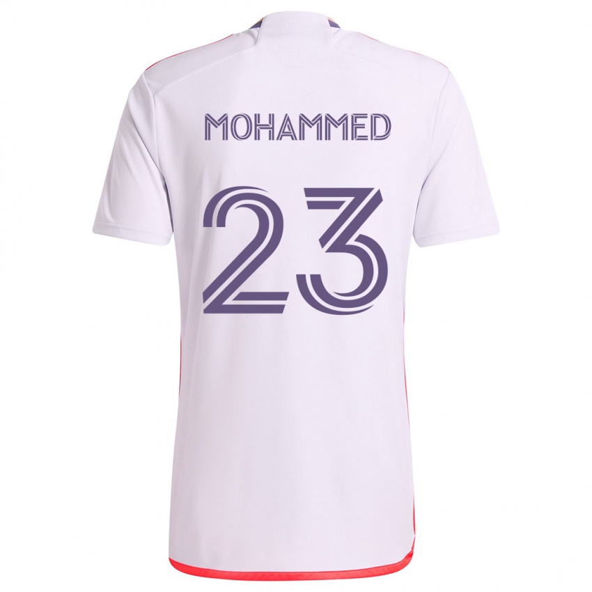 Bambino Maglia Shak Mohammed #23 Bianco Rosso Viola Kit Gara Away 2024/25 Maglietta