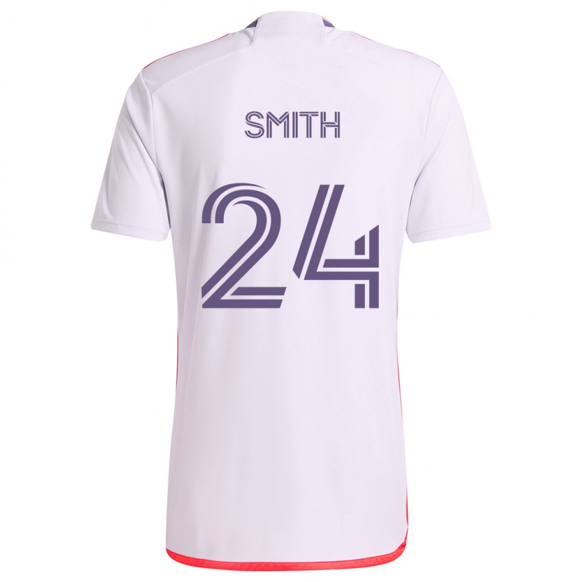 Bambino Maglia Kyle Smith #24 Bianco Rosso Viola Kit Gara Away 2024/25 Maglietta