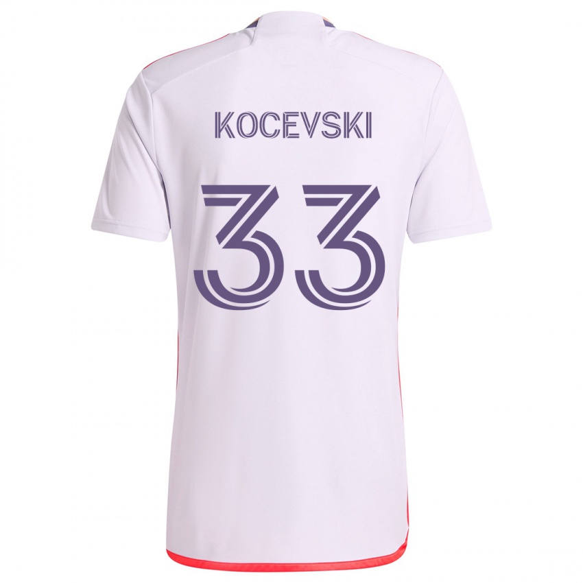 Bambino Maglia Jeorgio Kocevski #33 Bianco Rosso Viola Kit Gara Away 2024/25 Maglietta