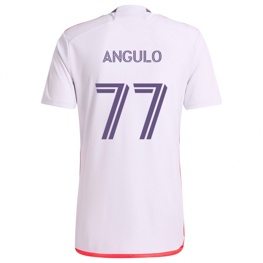 Bambino Maglia Iván Angulo #77 Bianco Rosso Viola Kit Gara Away 2024/25 Maglietta