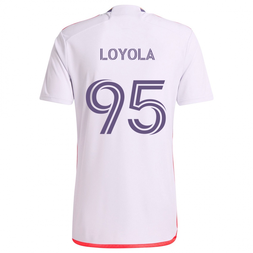 Bambino Maglia Favian Loyola #95 Bianco Rosso Viola Kit Gara Away 2024/25 Maglietta