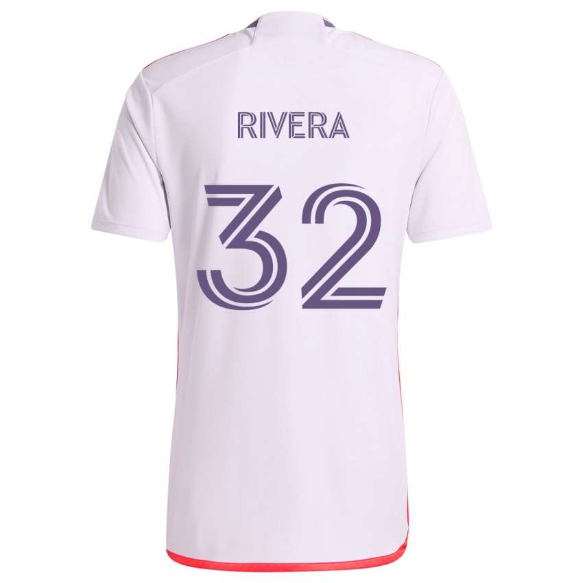 Bambino Maglia Wilfredo Rivera #32 Bianco Rosso Viola Kit Gara Away 2024/25 Maglietta