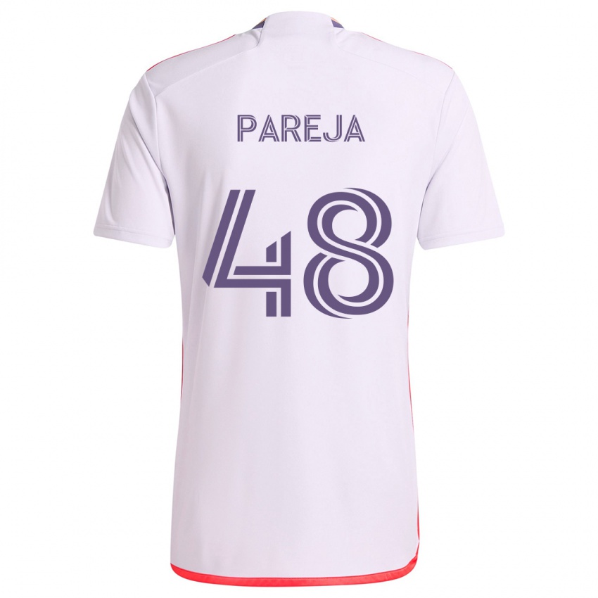 Bambino Maglia Diego Pareja #48 Bianco Rosso Viola Kit Gara Away 2024/25 Maglietta