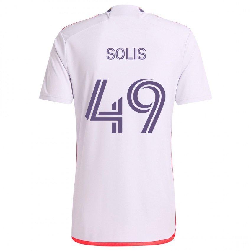 Bambino Maglia Jhon Solís #49 Bianco Rosso Viola Kit Gara Away 2024/25 Maglietta