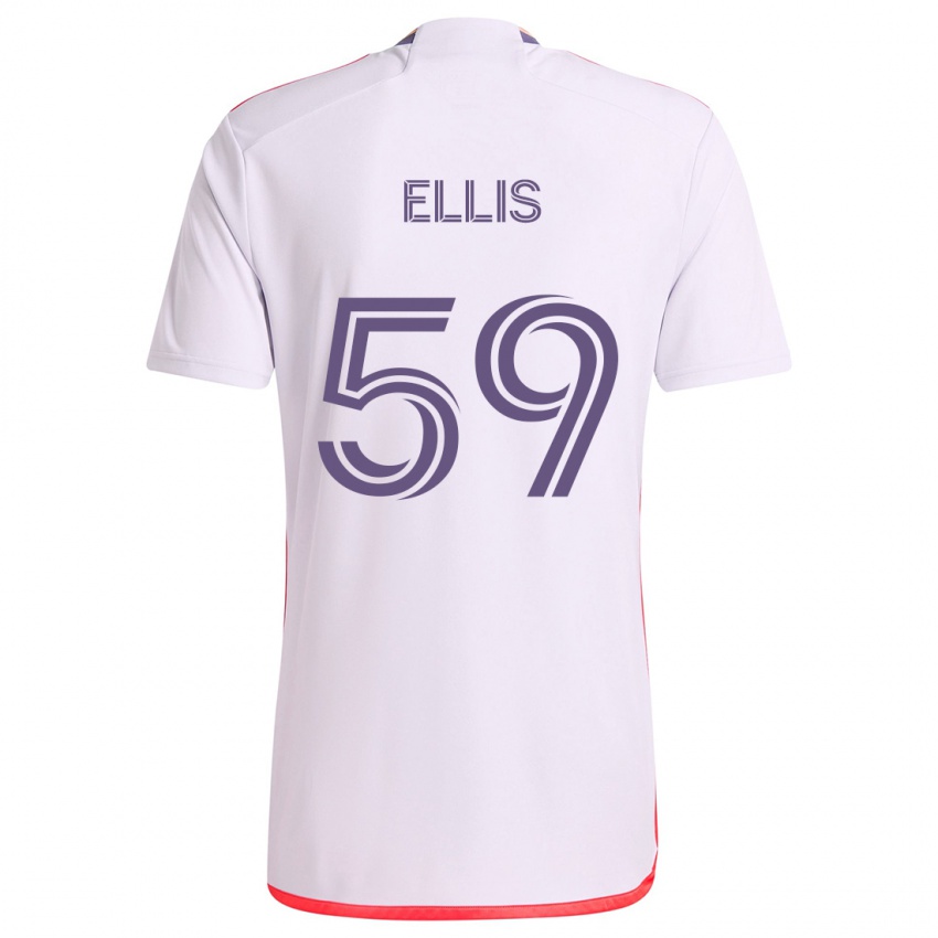 Bambino Maglia Justin Ellis #59 Bianco Rosso Viola Kit Gara Away 2024/25 Maglietta