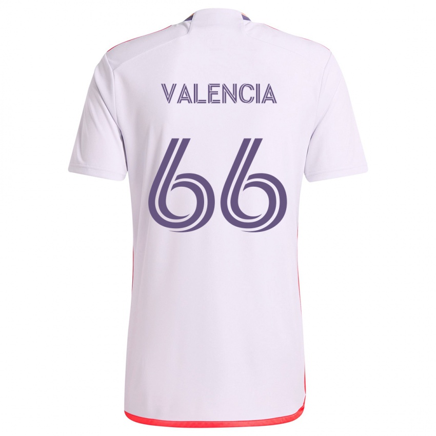 Bambino Maglia Yeiler Valencia #66 Bianco Rosso Viola Kit Gara Away 2024/25 Maglietta