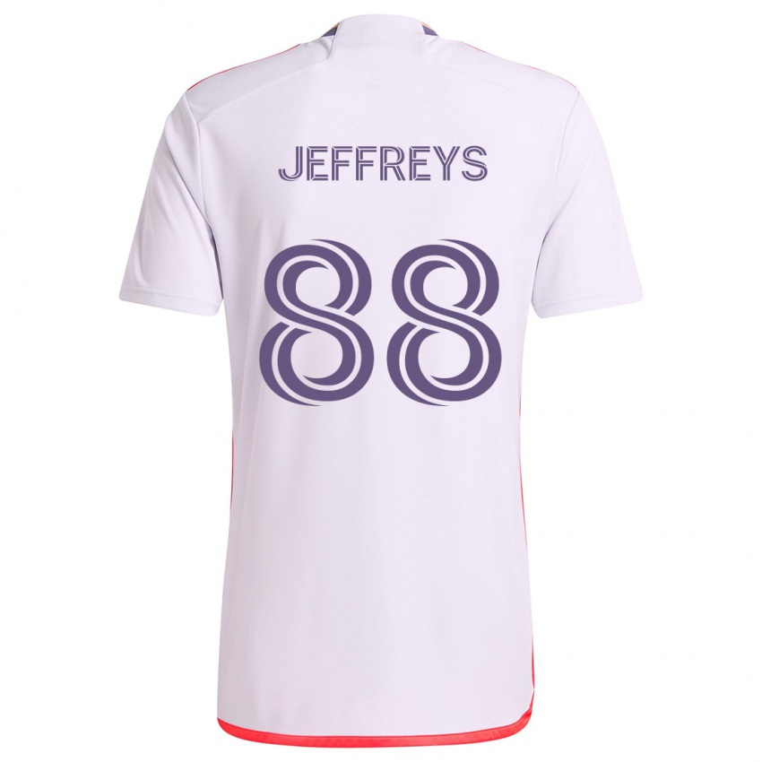 Bambino Maglia Tj Jeffreys #88 Bianco Rosso Viola Kit Gara Away 2024/25 Maglietta